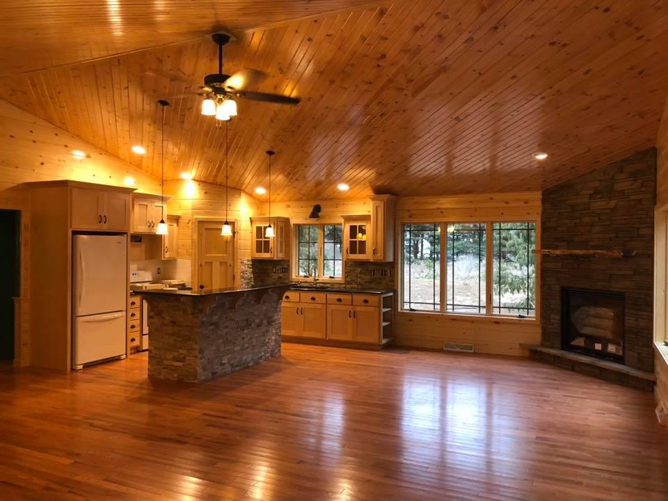 Home open kitchen concept wood interior